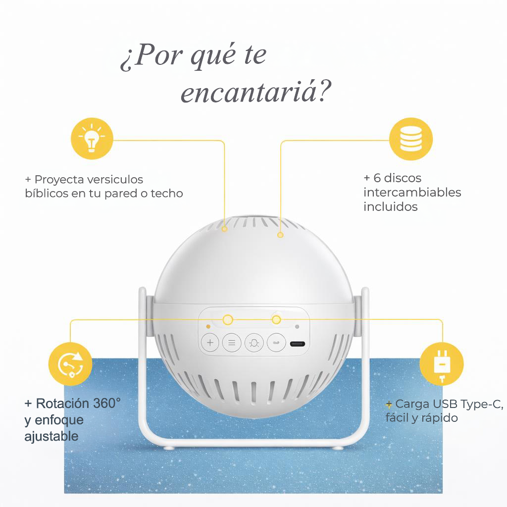 Kit Proyector de Versículos Bíblicos + 6 Discos